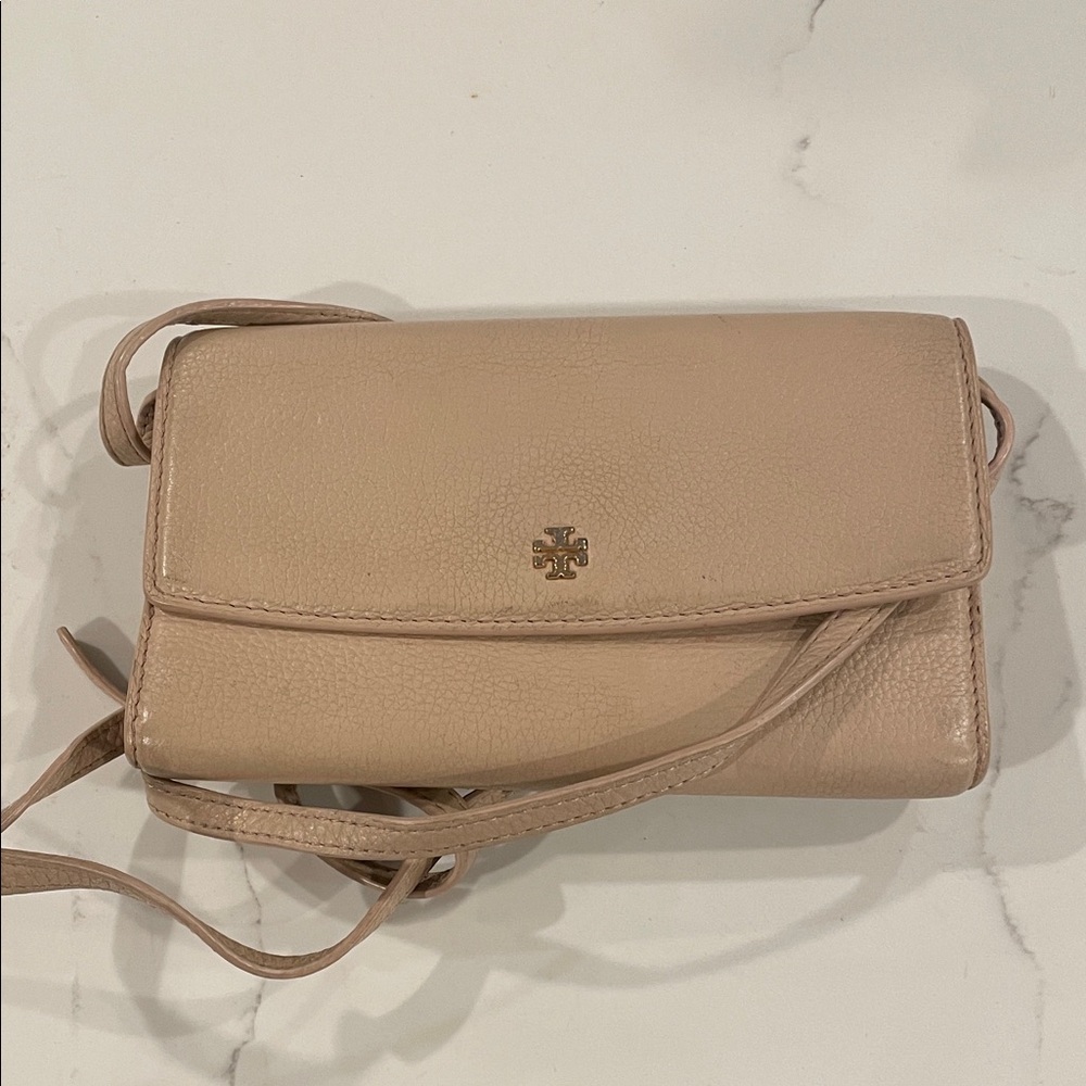 Tory Burch Beige Leather Crossbody Bag